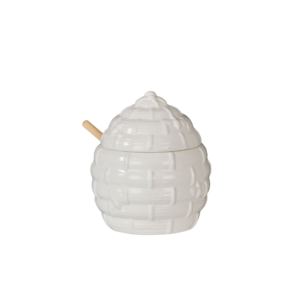 Davis & Waddell Wildflower & Hive Honey Jar with Dipper White