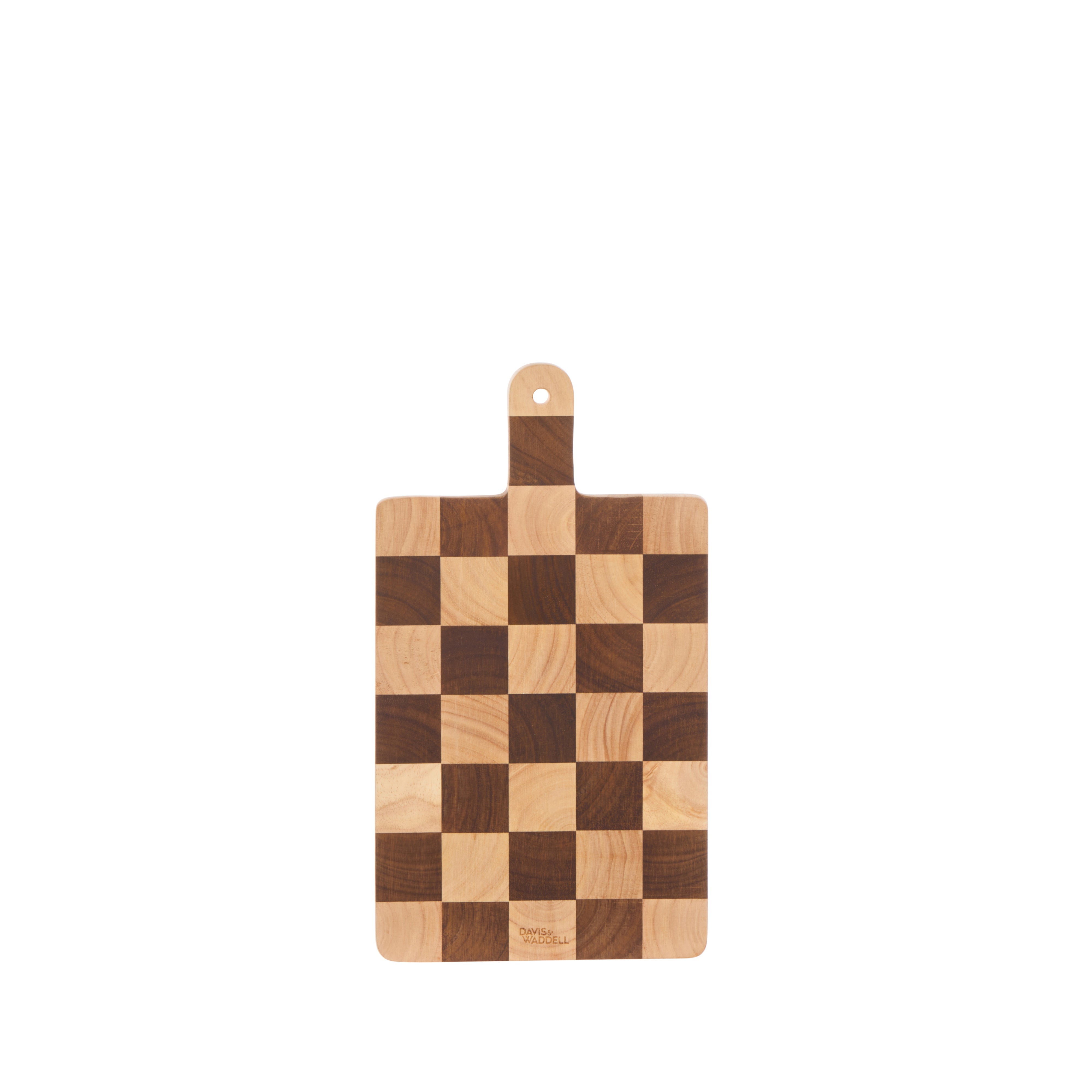 Davis & Waddell Hudson Acacia Wood Checkerboard Serving Board with Handle 36cm Natural