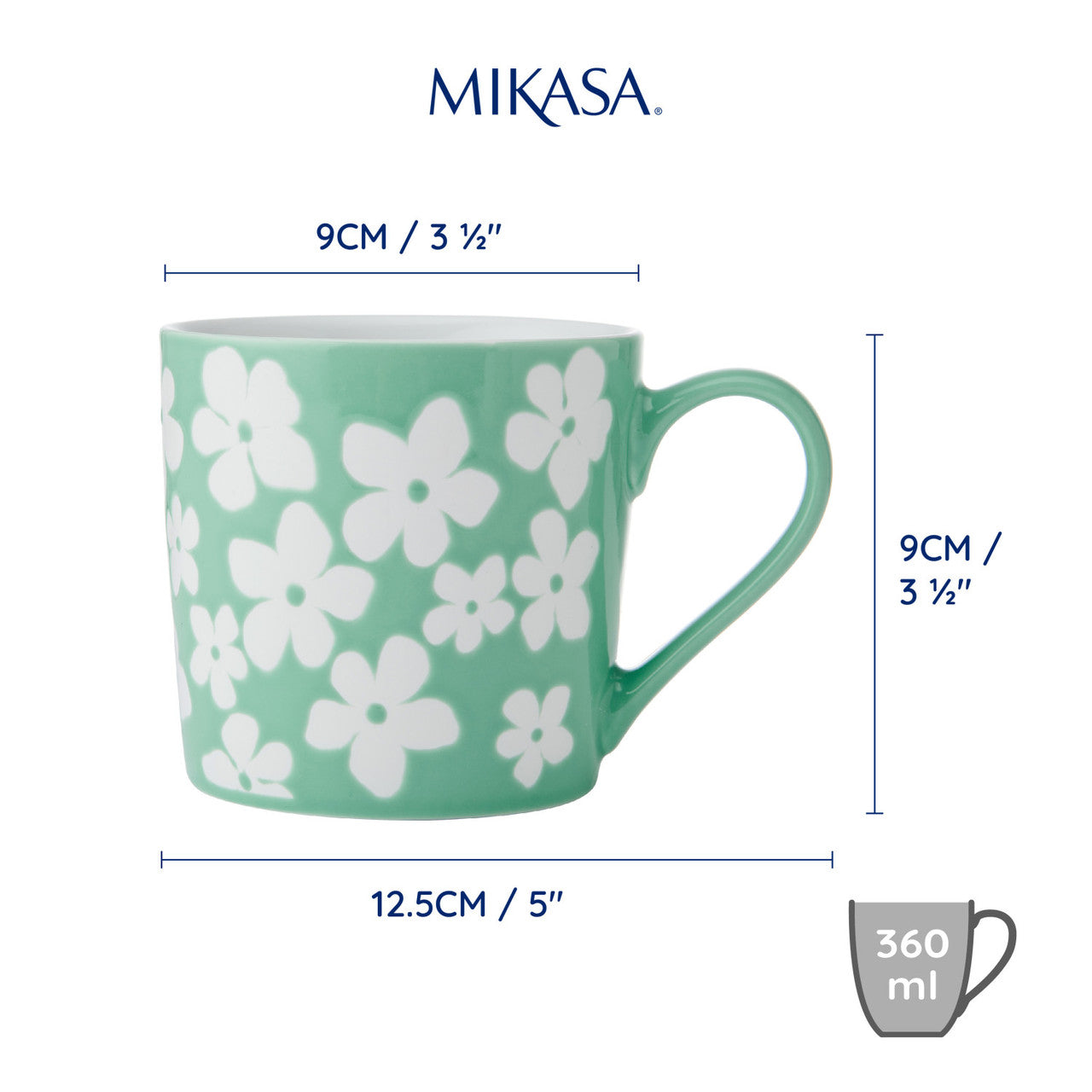 Mikasa Stoneware Mug 360ml (Blue Flower)