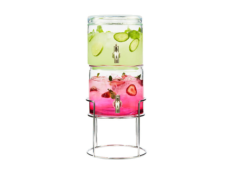 Maxwell & Williams Refresh Dual Beverage Dispenser with Stand 2 X Clear 3.8L