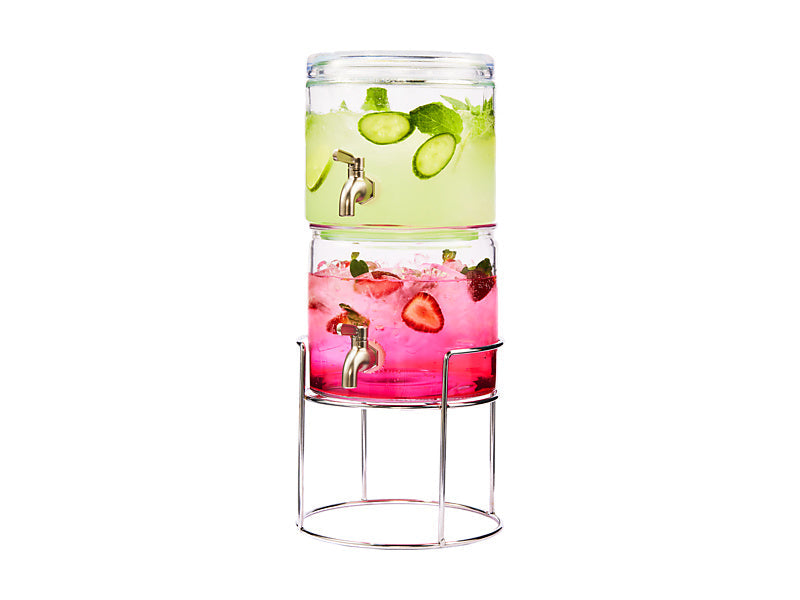 Maxwell & Williams Refresh Dual Beverage Dispenser with Stand 2 X Clear 3.8L
