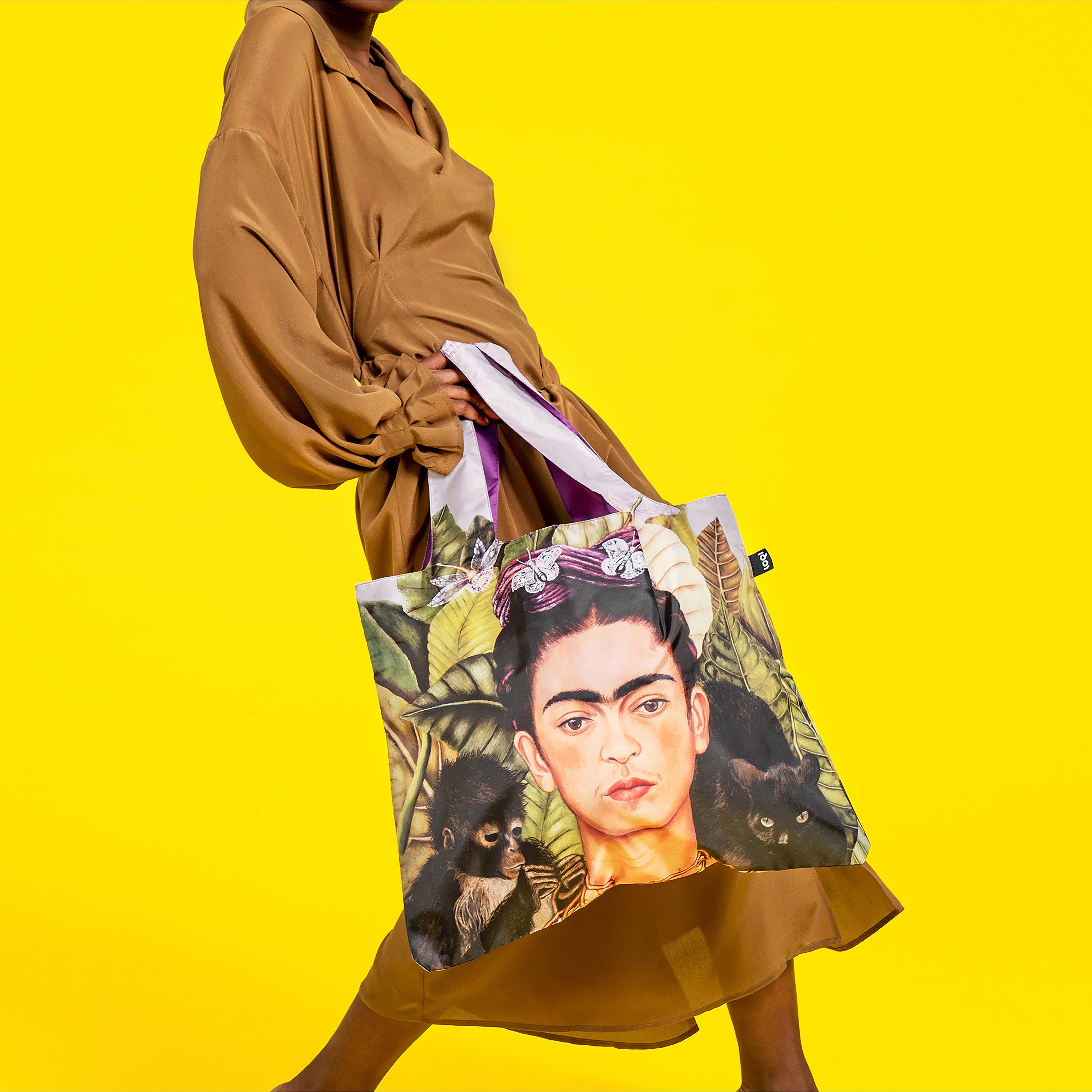 LOQI Frida Kahlo Self Portrait Hummingbird Tote Bag