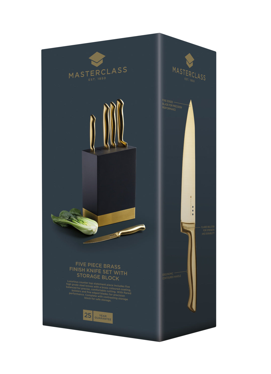 MasterClass Brass Effect 5 Piece Knife Block Set