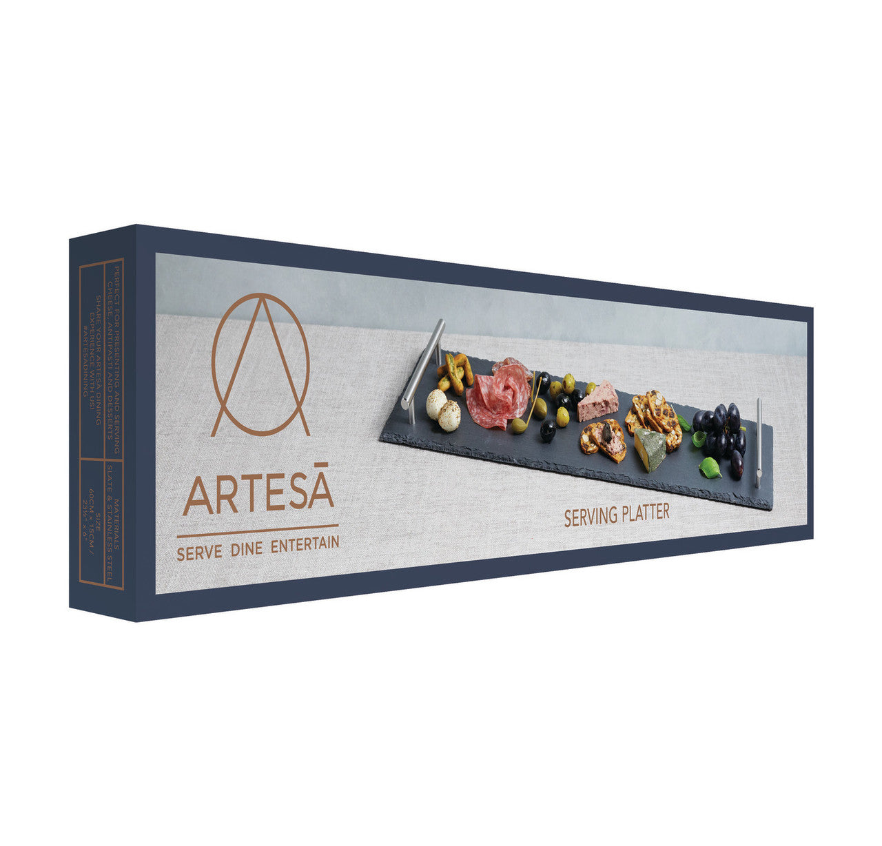 Artesà Slate Serving Platter with Handles 60cm
