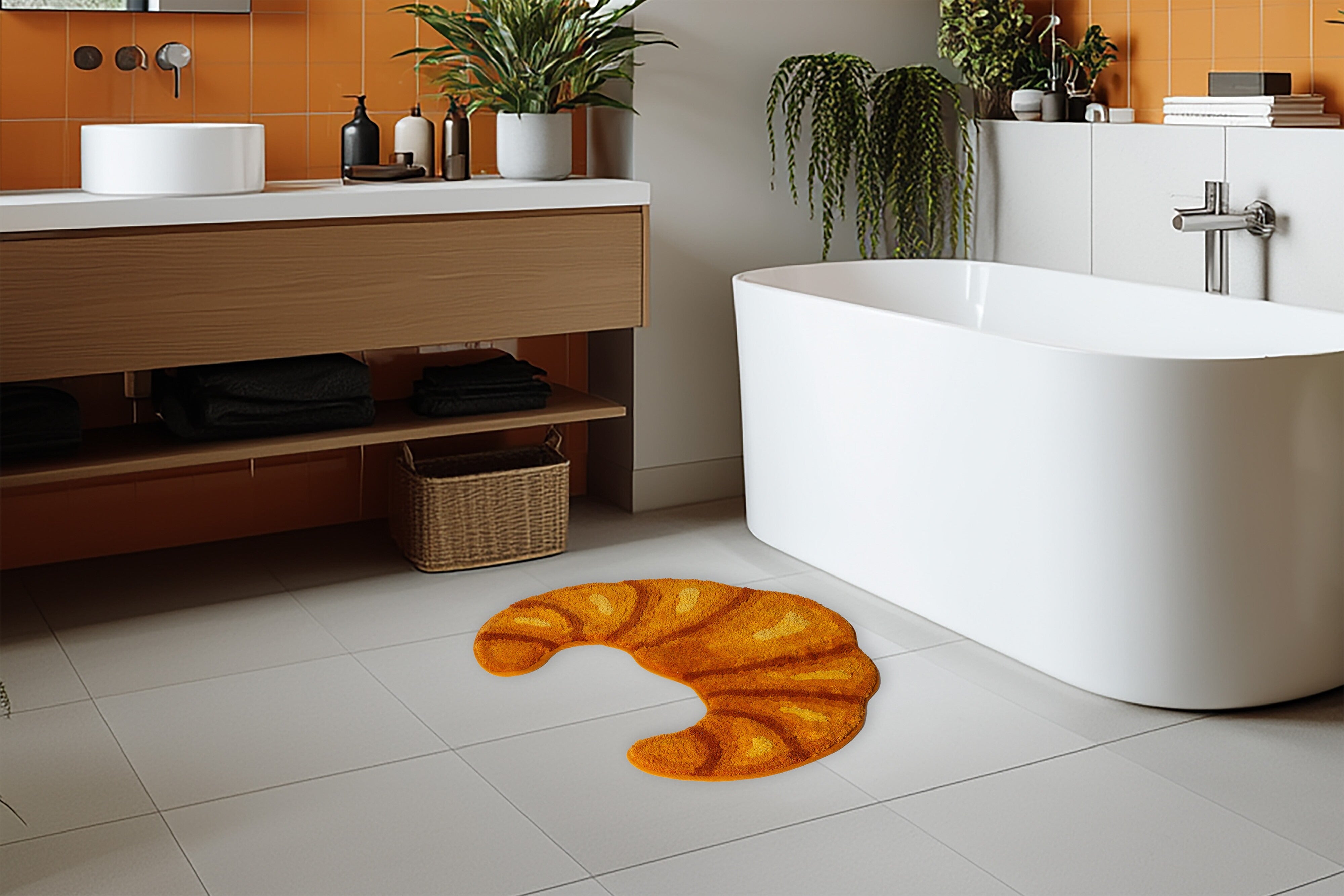 Kikkerland Croissant Bath Rug Brown