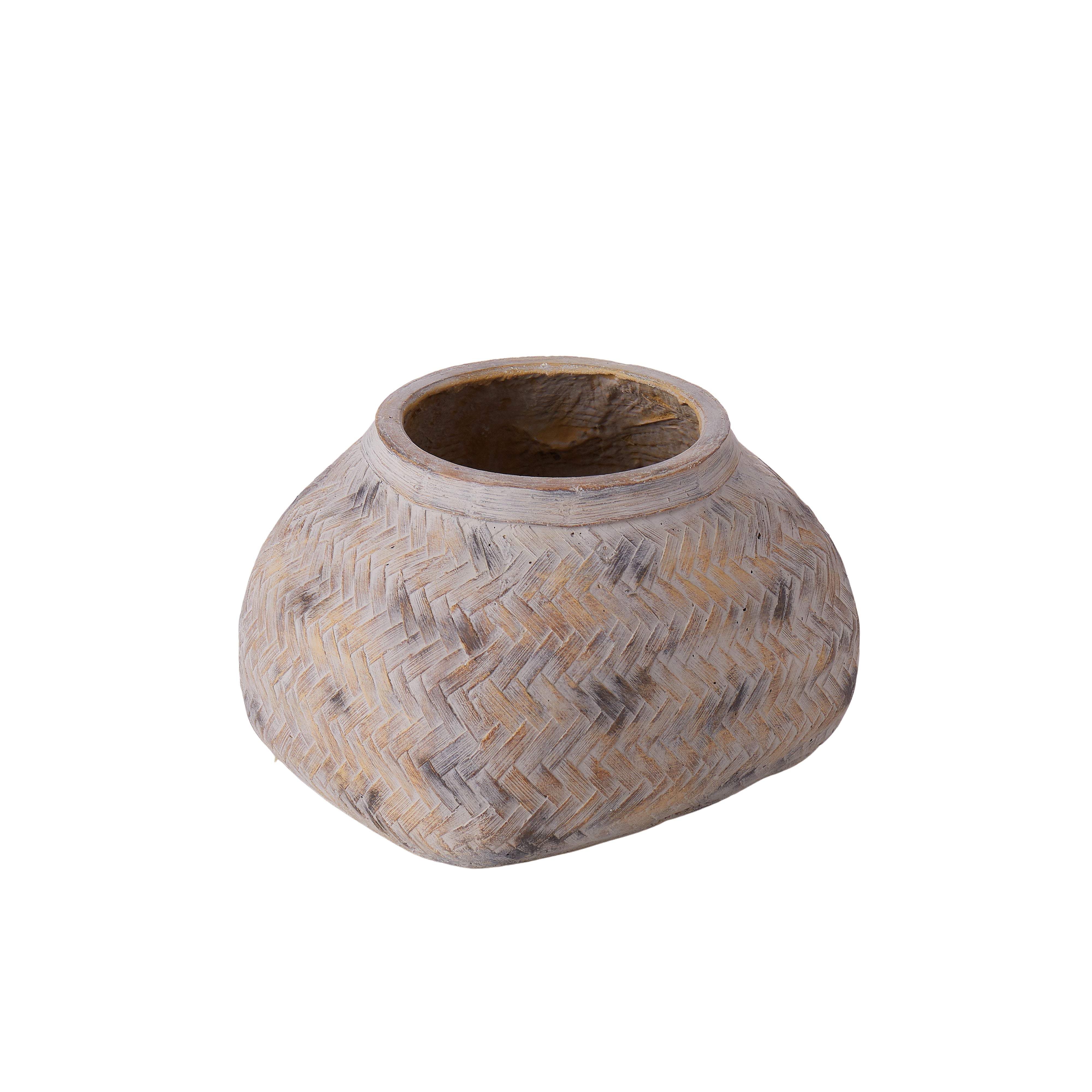 Rogue Distressed Cement Weave Vessel Multi-Coloured 25 x 15cm