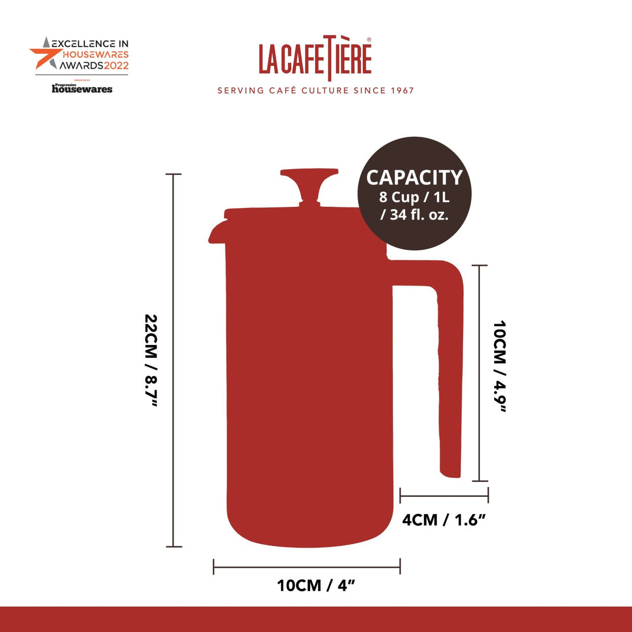 La Cafetière Pisa Stainless Steel Cafetière 8 Cup / 1L (Green)