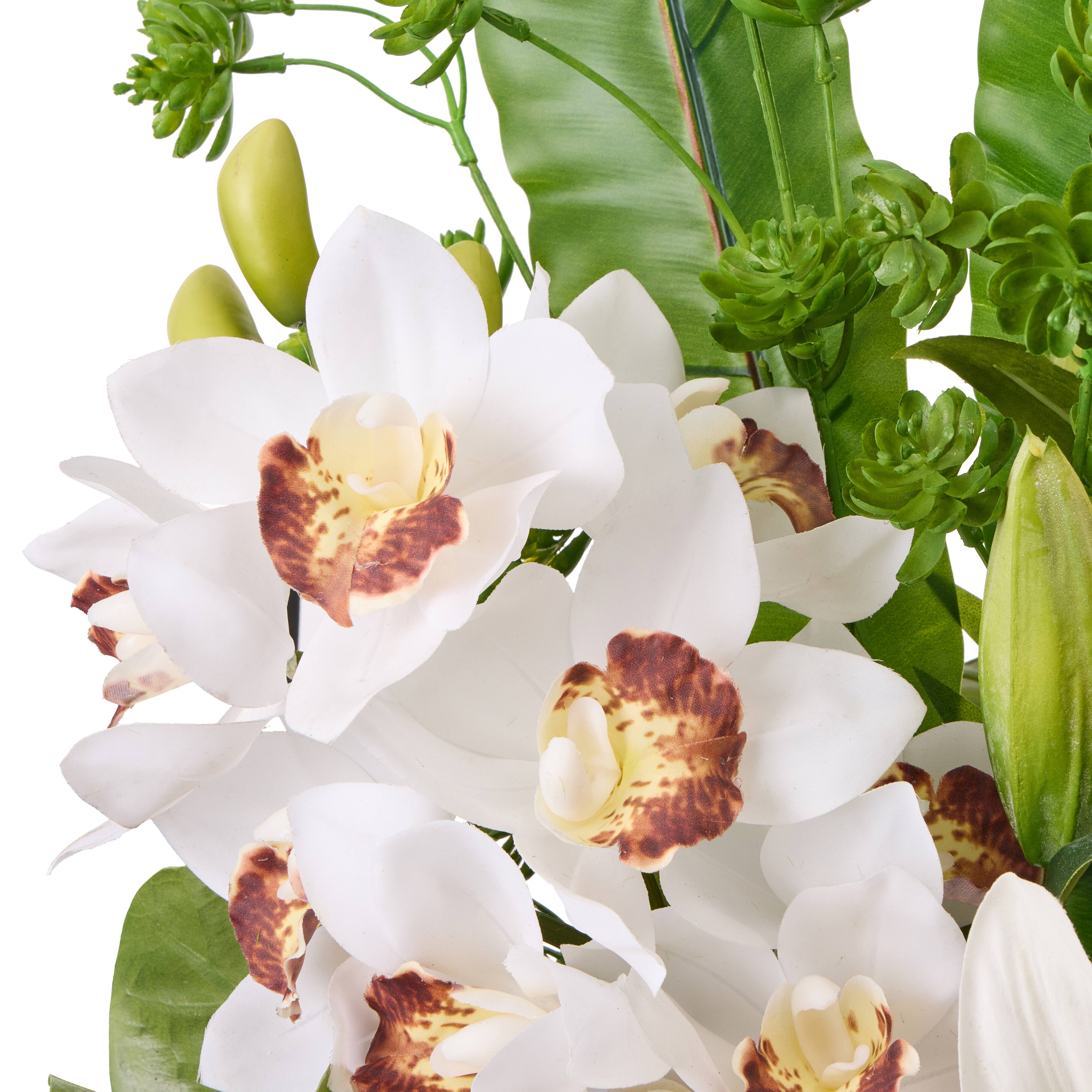 Rogue Lily Fiddle Leaf Mix-Alana Vase White & Green