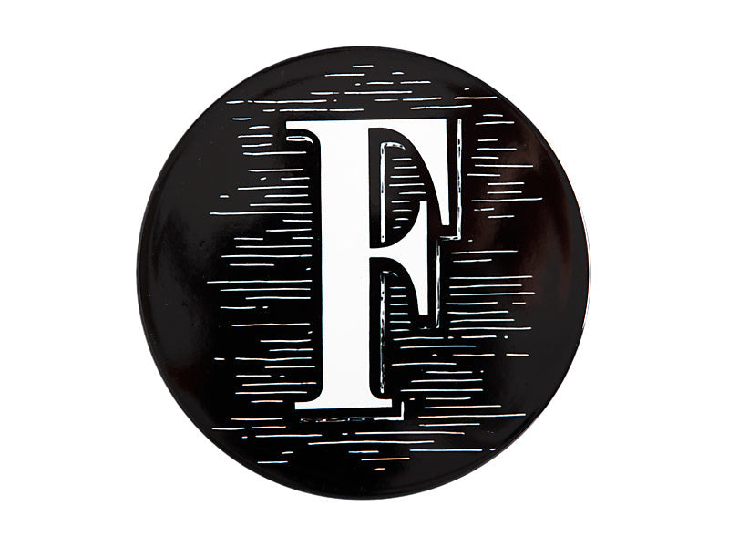 Maxwell & Williams The Letterettes Ceramic Round Coaster Letter F Black 10.5cm