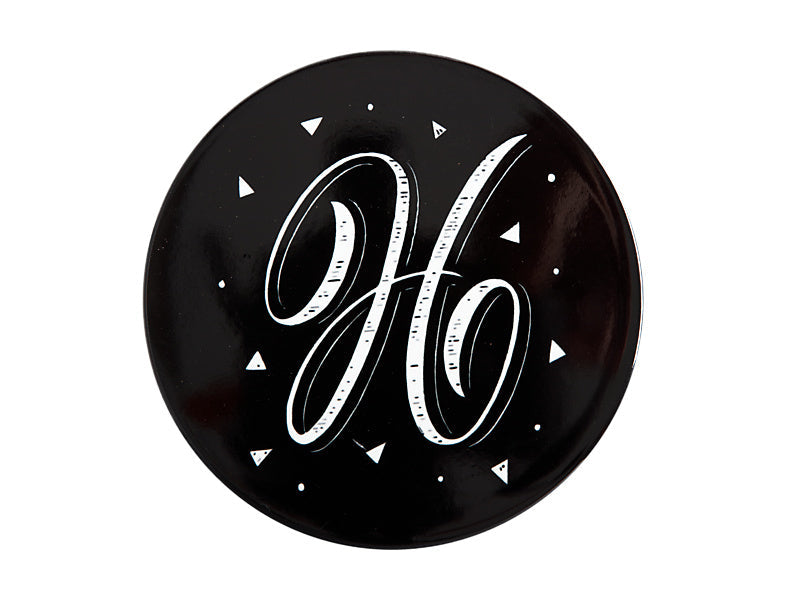 Maxwell & Williams The Letterettes Ceramic Round Coaster Letter H Black 10.5cm