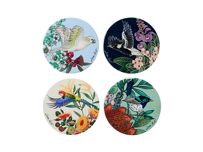 Maxwell & Williams Eloise Short Native Grace Ceramic Coaster Assorted 10cm 4 Piece
