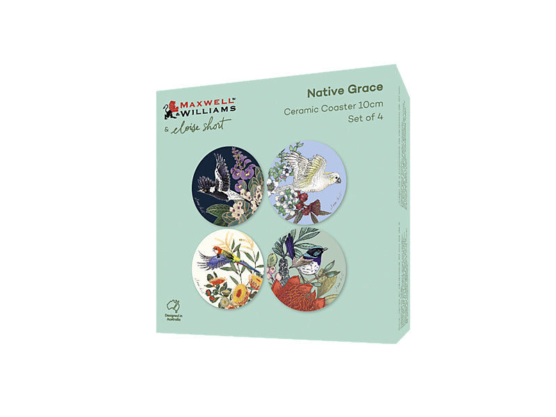Maxwell & Williams Eloise Short Native Grace Ceramic Coaster Assorted 10cm 4 Piece