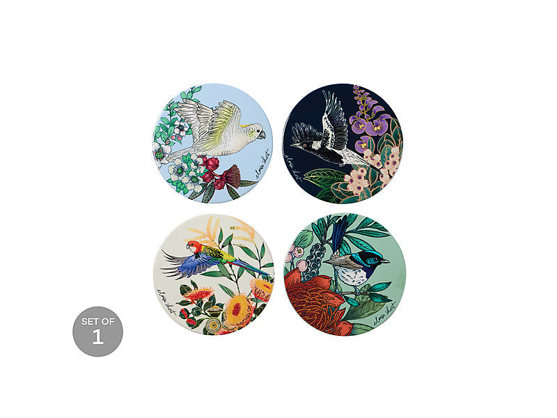 Maxwell & Williams Eloise Short Native Grace Ceramic Coaster Assorted 10cm 4 Piece