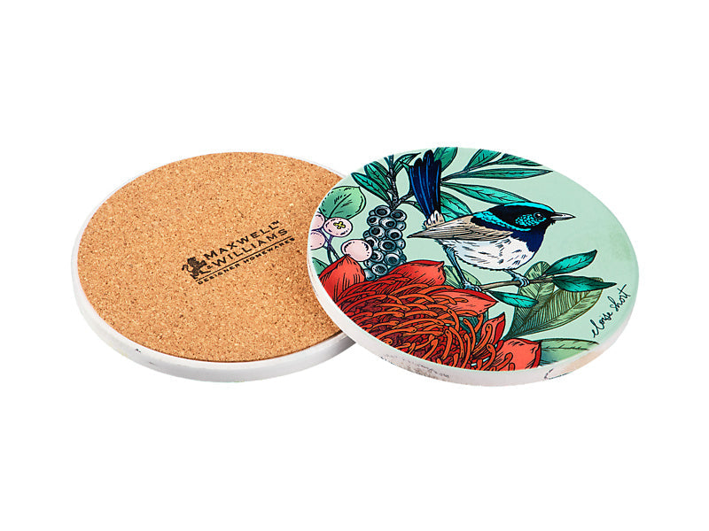 Maxwell & Williams Eloise Short Native Grace Ceramic Coaster Assorted 10cm 4 Piece