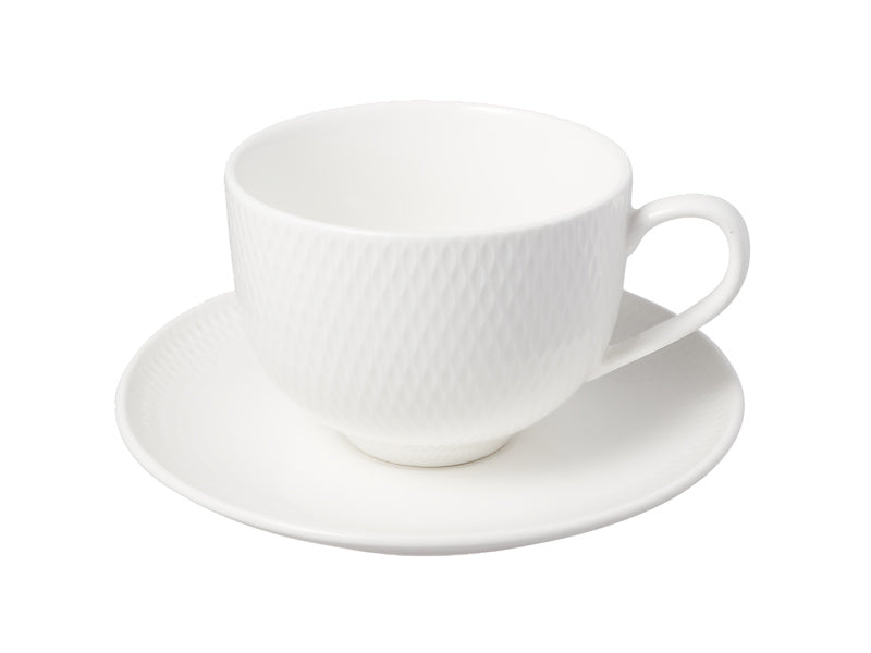 Maxwell & Williams White Basics Diamonds Tea Cup & Saucer 260ml