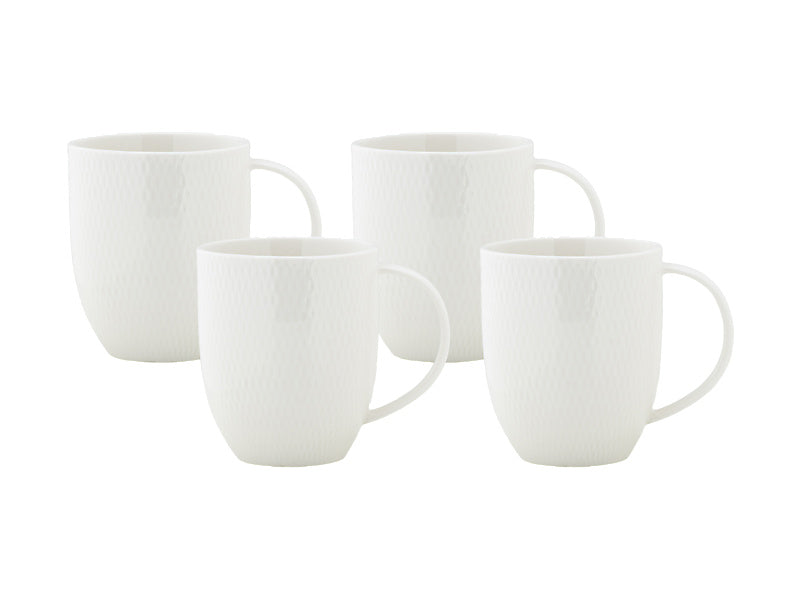 Maxwell & Williams White Basics Diamonds Coupe Mug 420ml 4 Piece
