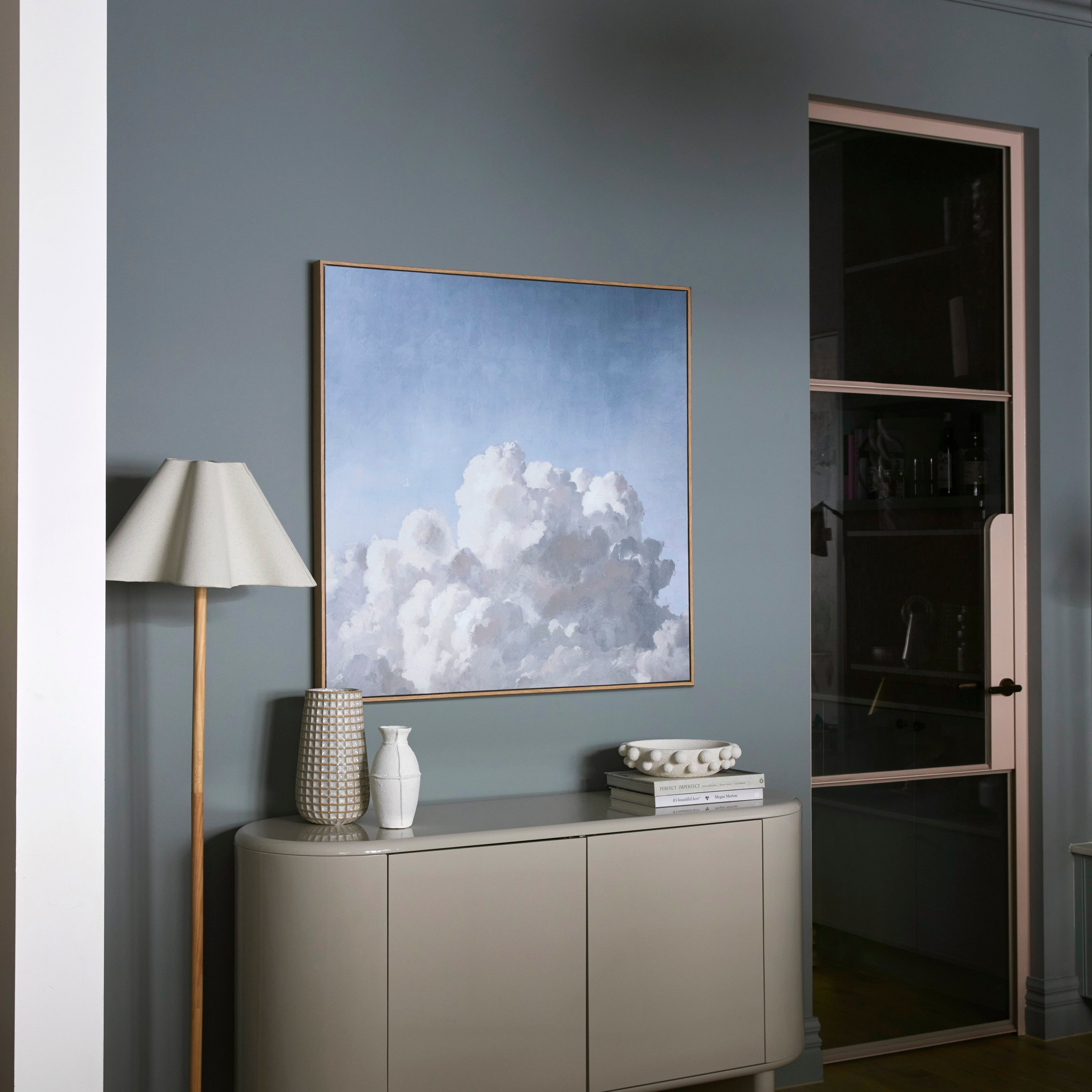 Amalfi Cullen Wooden Floor Lamp White & Natural