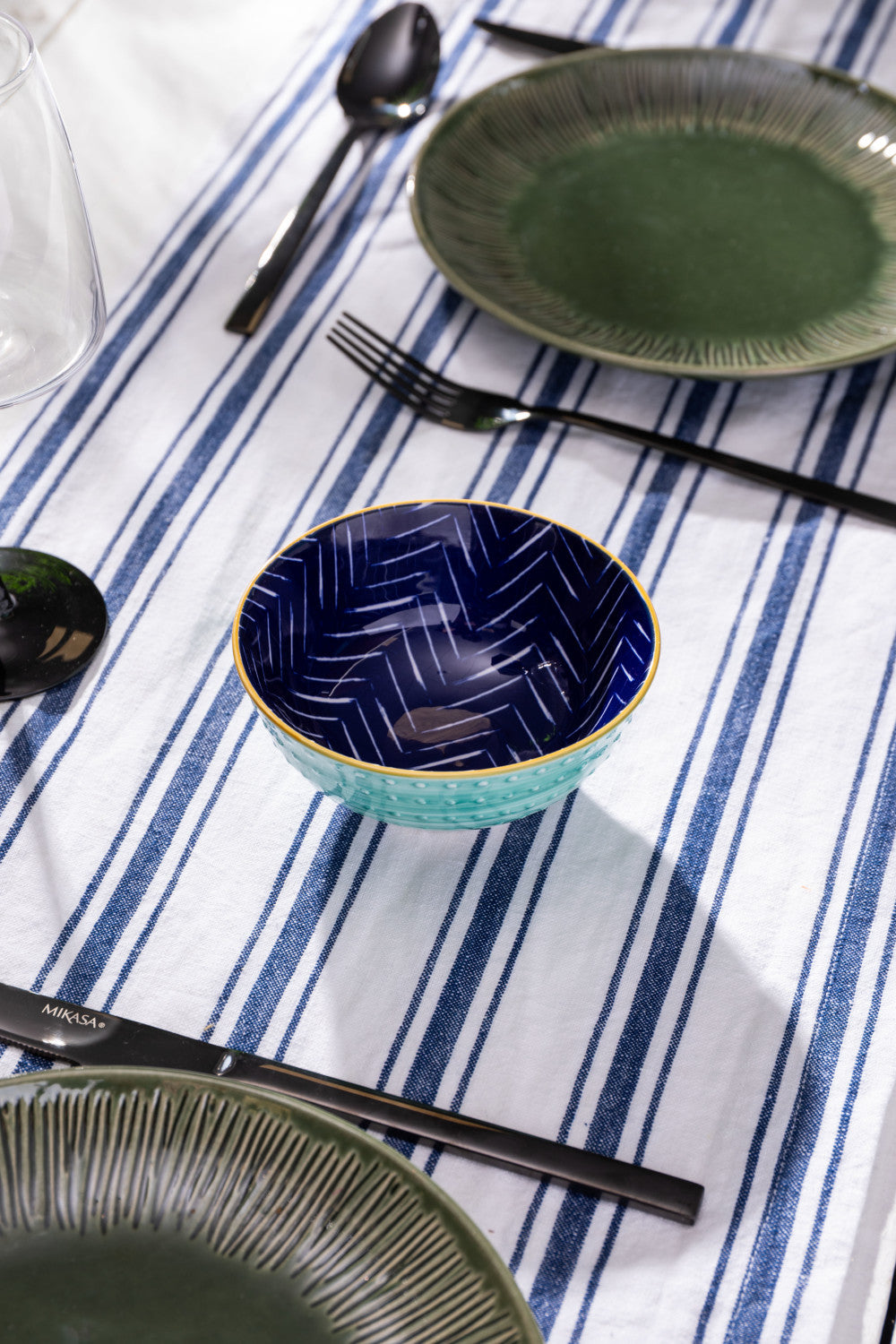 Mikasa Stoneware Nibble Bowl 12cm (Indigo Chevron)