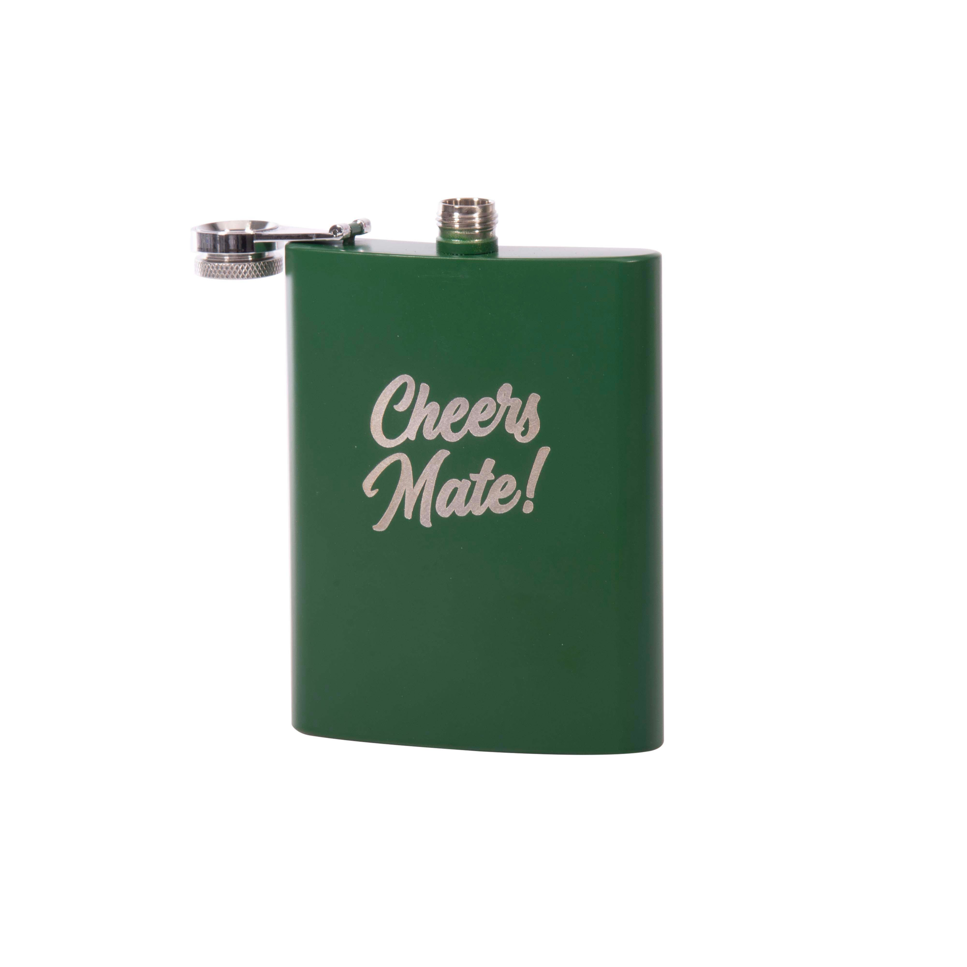 Australian Collection Cheers Mate Hip Flask Green