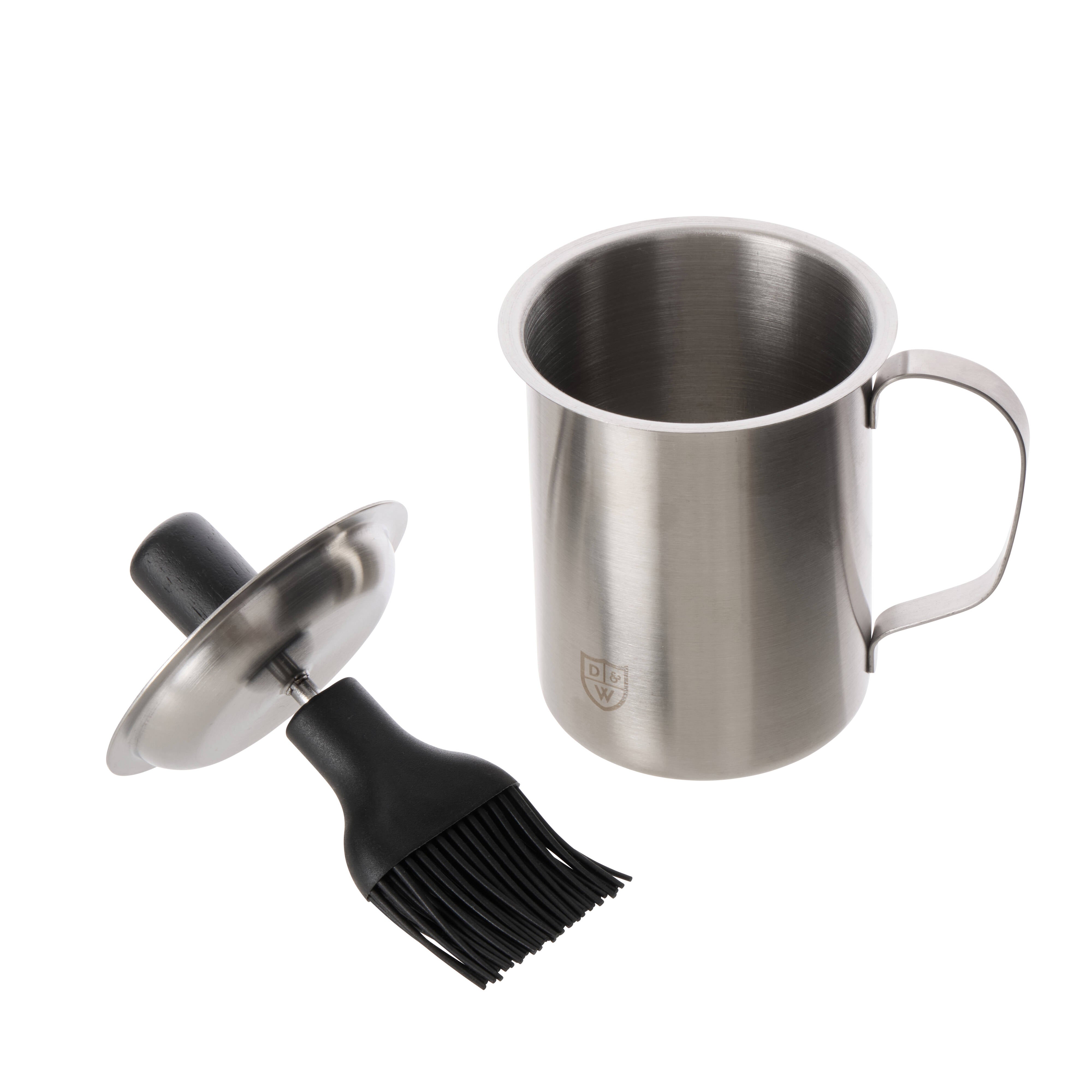 Davis & Waddell Ryder Basting Pot & Brush Set Chrome & Black