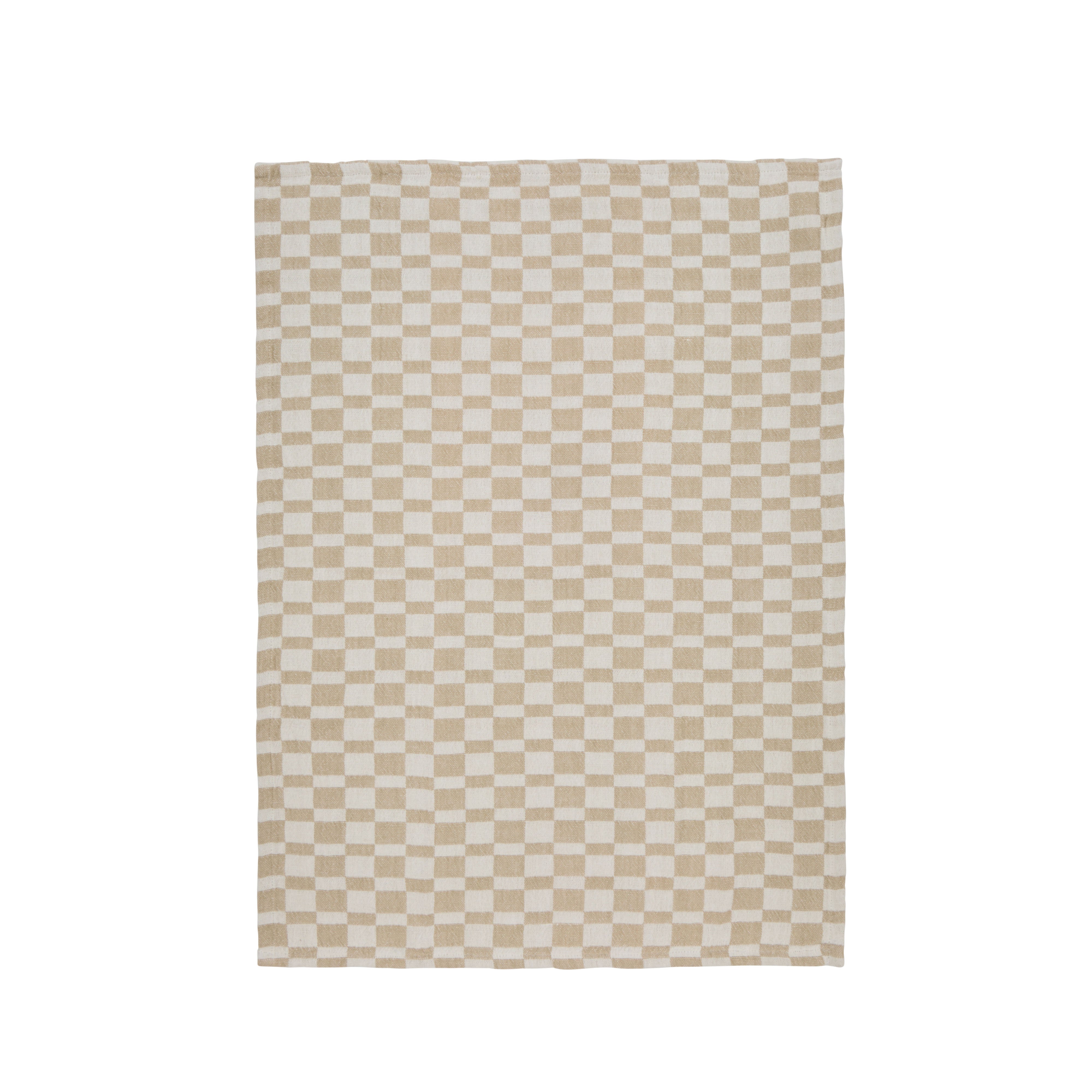 Davis & Waddell Heritage Check Cotton Tea Towel 2 Piece Set Beige & White