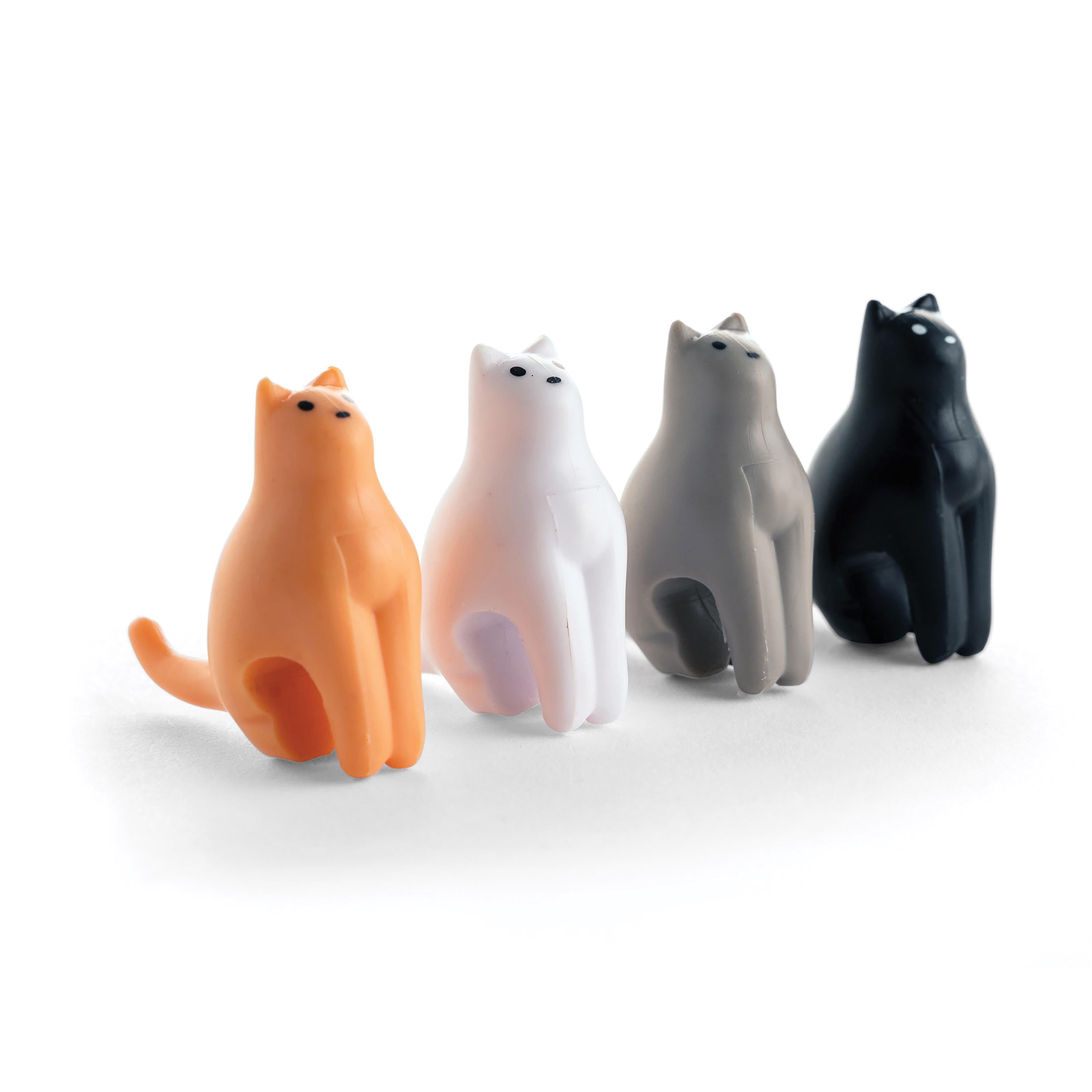 Kikkerland Cat Tea Bag Holders 4 Piece Set Multi-Coloured