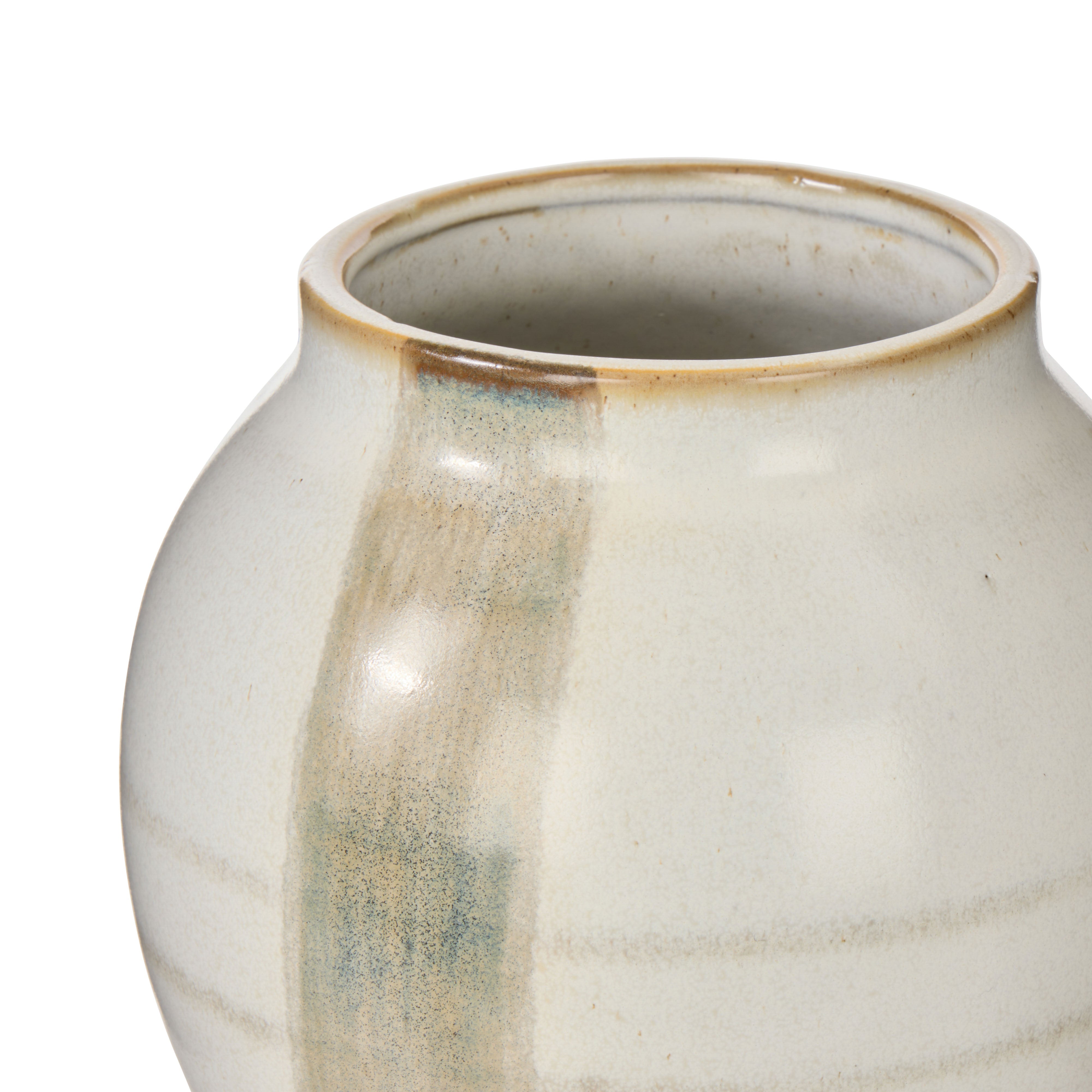 Amalfi Nora Reactive Glaze Vase Hand Paint Off White & Grey