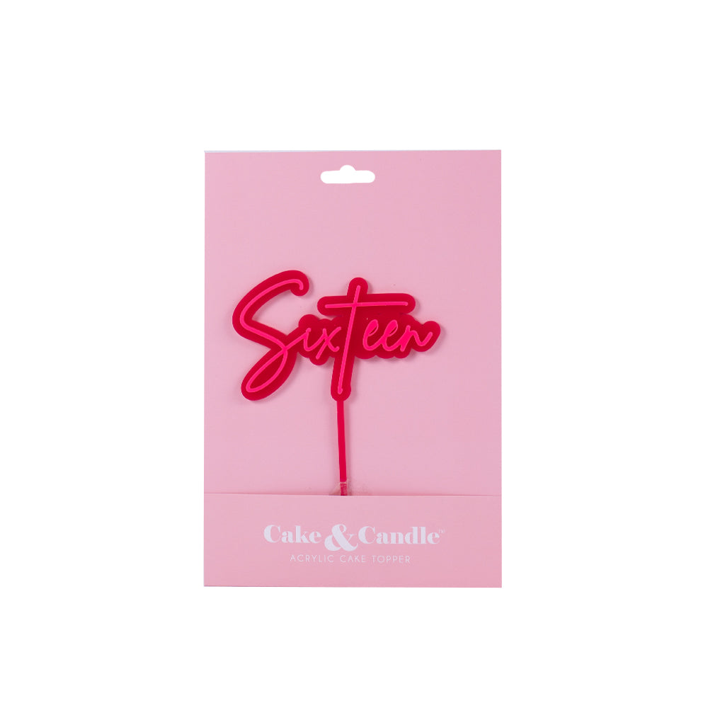 Cake & Candle Layered Cake Topper 16 Hot Pink & Pink