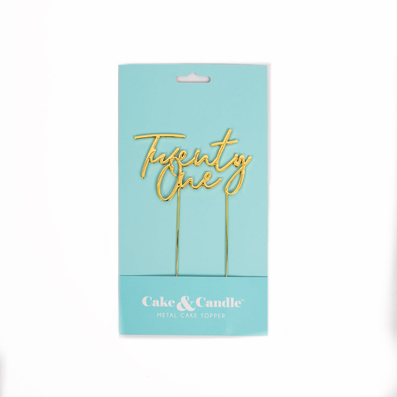 Cake & Candle Plated Cake Topper 21 Gold