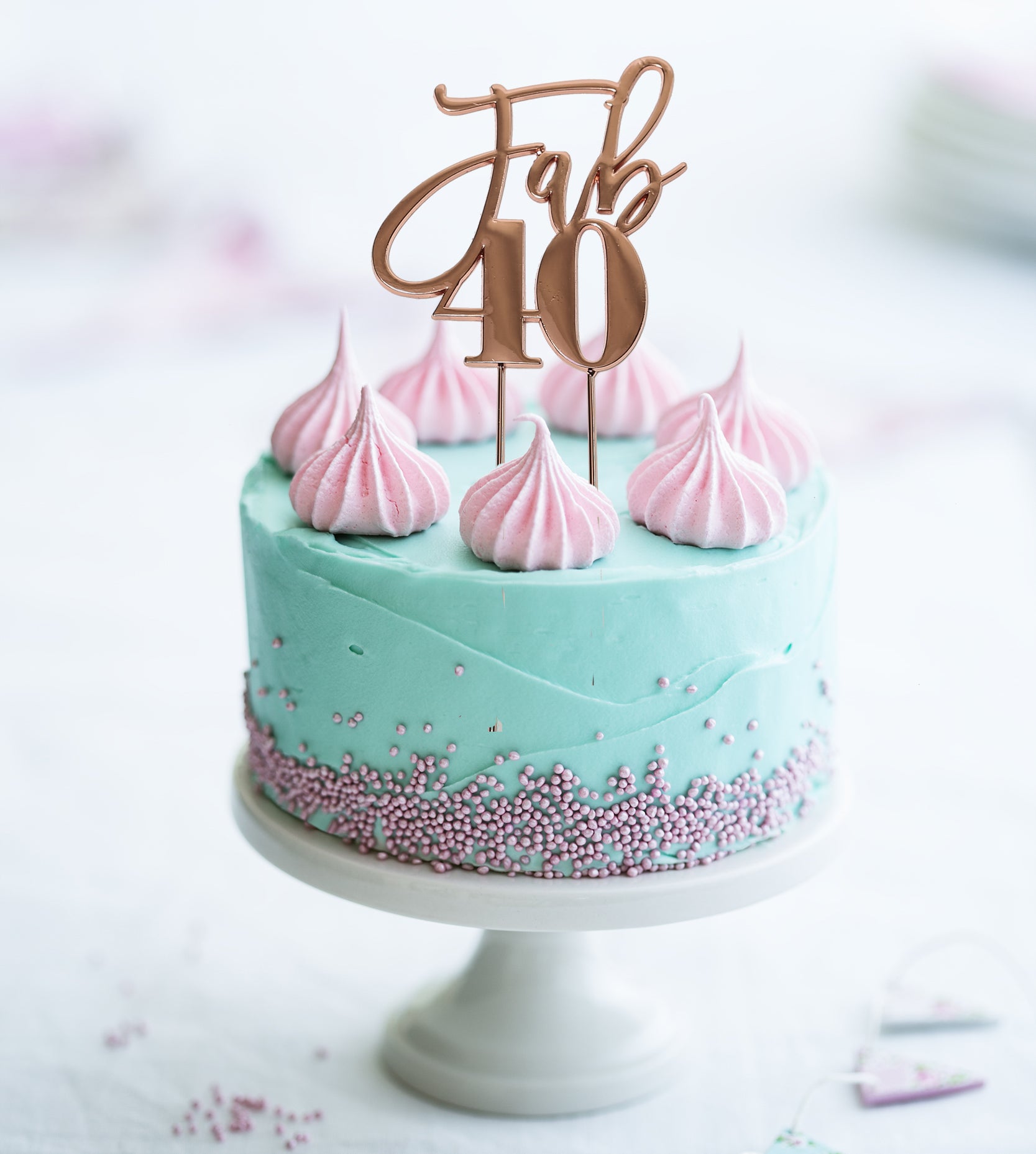 Cake & Candle Plated Cake Topper Fab 40 Rose Gold