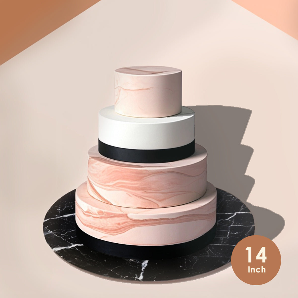 Bake Group Food Presentation Board Round Black Marble 14in