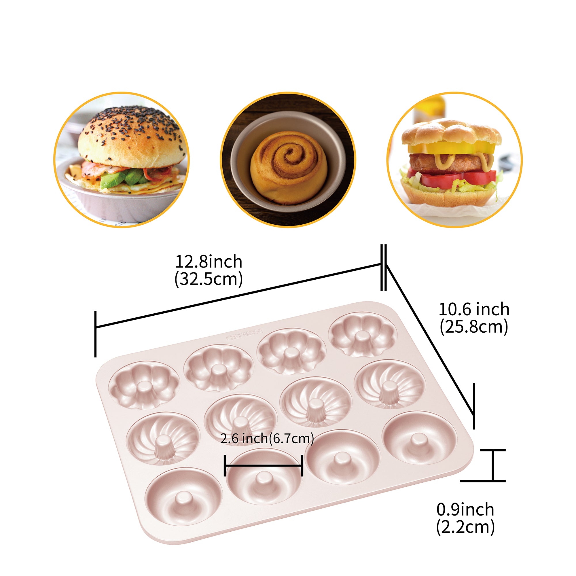 CHEFMADE Mixed Shapes Donut Pan 12 Cup (WK9223)
