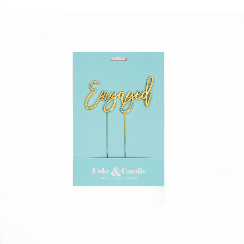 Cake & Candle Plated Cake Topper Engaged Gold