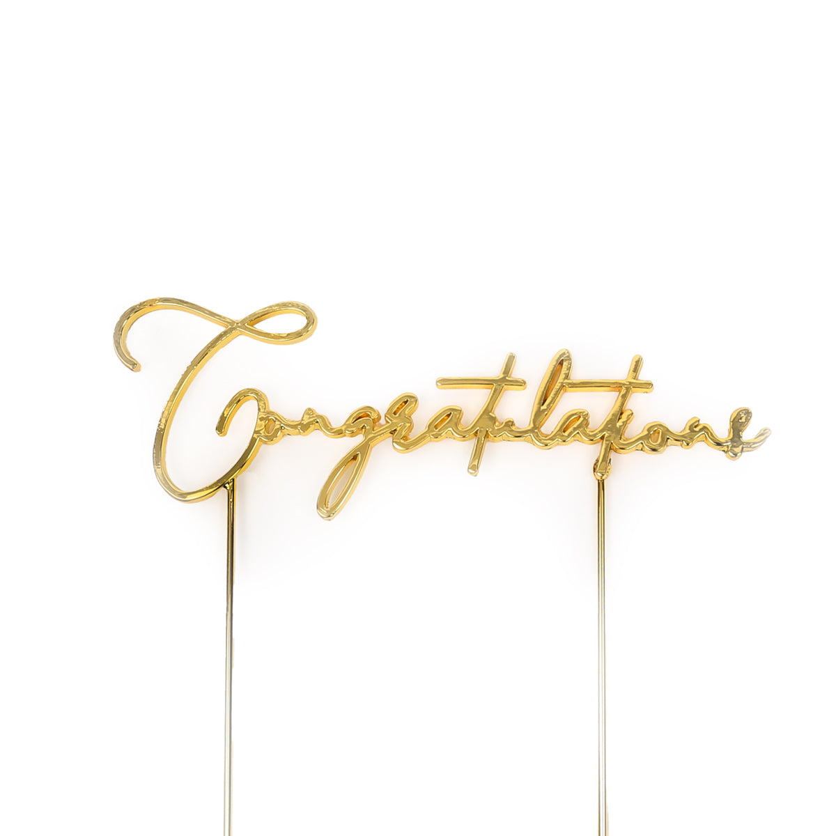 Cake & Candle Metal Cake Topper Congratulations Gold