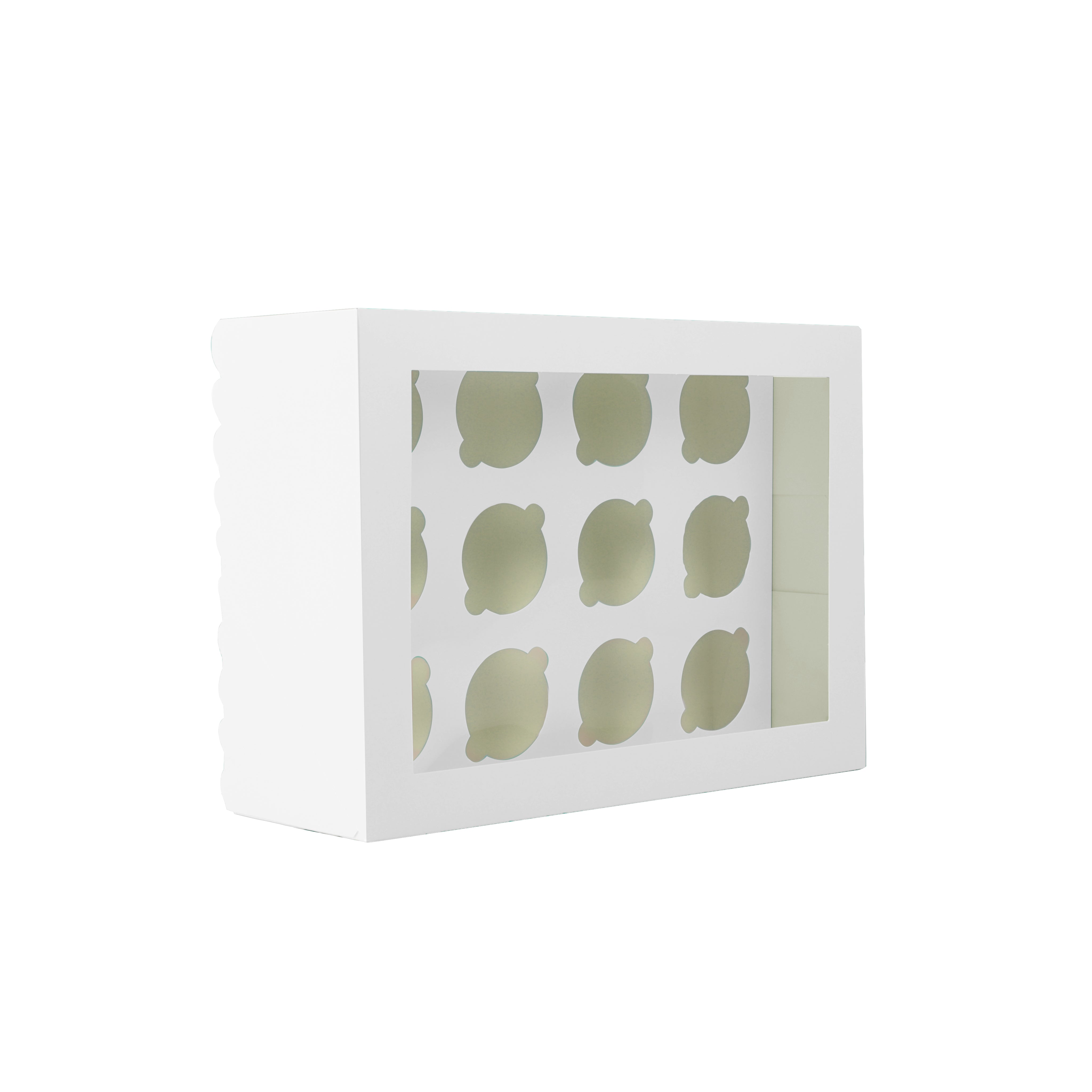 Papyrus Scalloped Tall Cupcake Box 12 Hole White