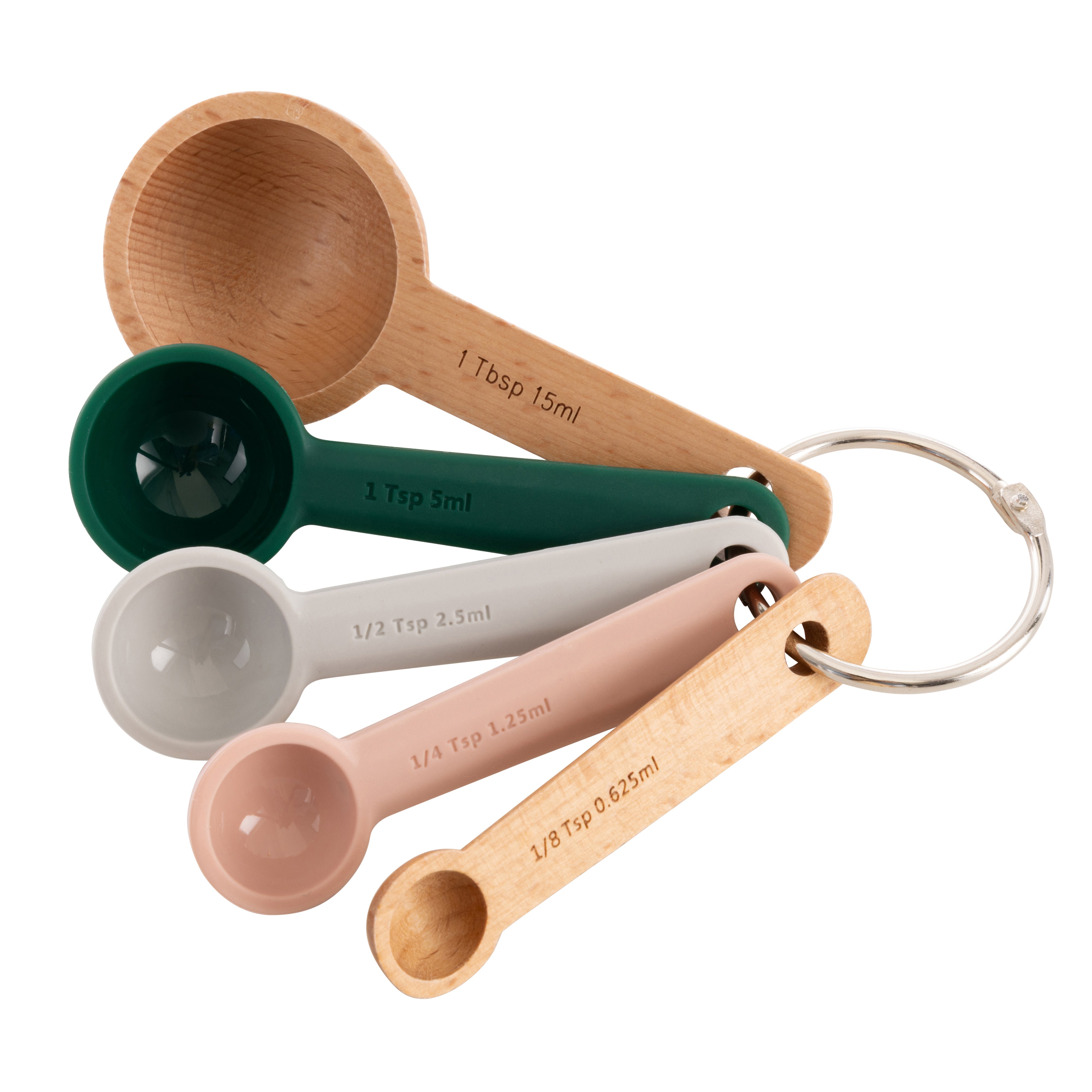 Zeal Silicone & Wood Measuring Spoons 5 Piece Set Forest