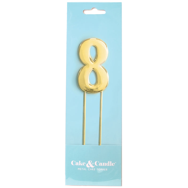 Cake & Candle Bold Cake Topper Number 8 Gold