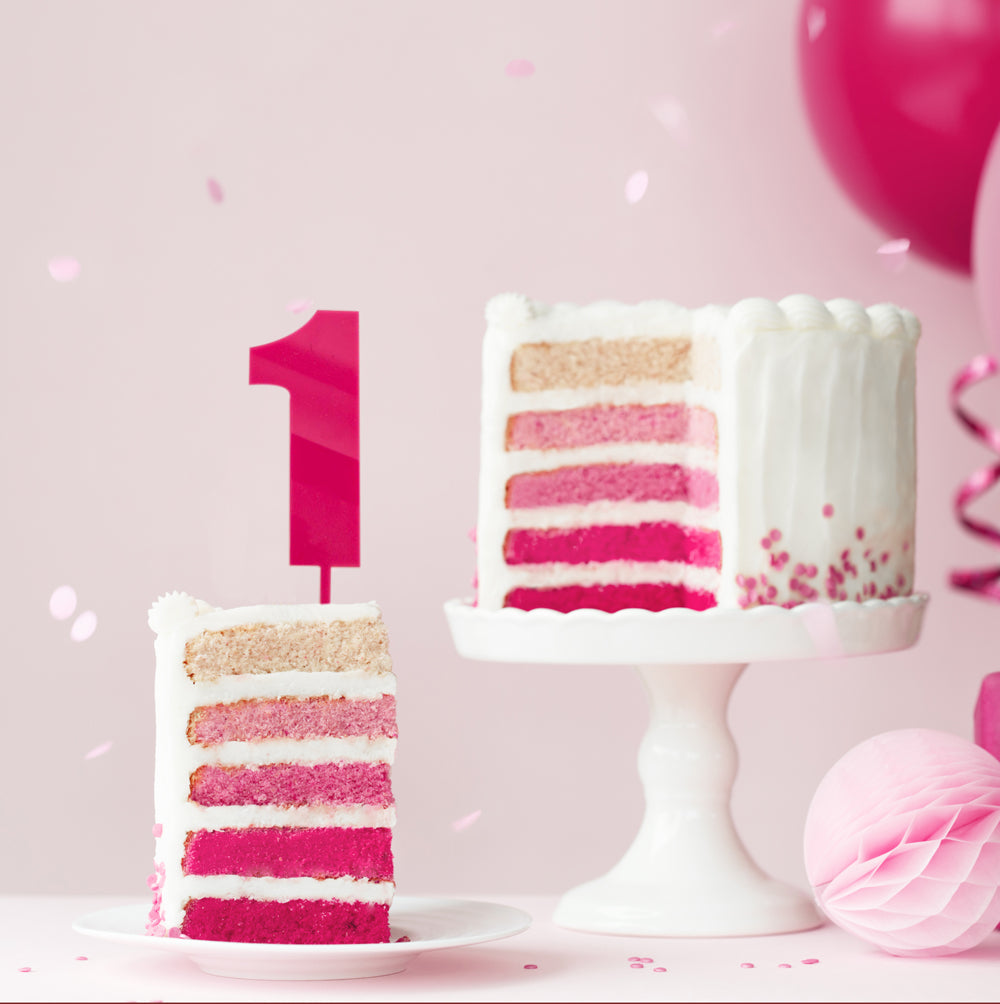 Cake & Candle Mega Number 1 Cake Topper Pink