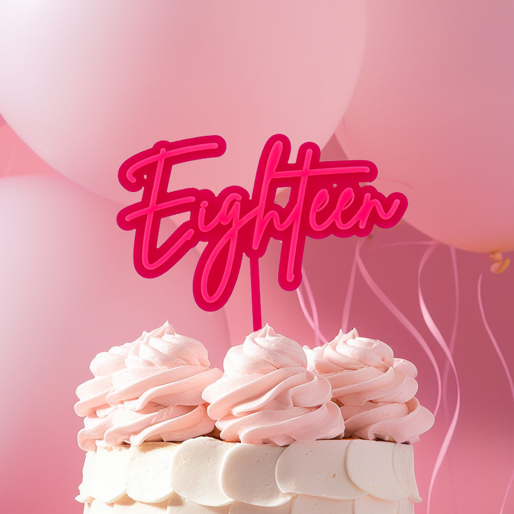 Cake & Candle Layered Cake Topper 18 Hot Pink & Pink