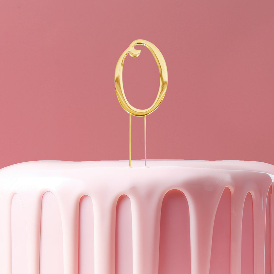 Cake & Candle Cake Topper Number 0 Gold 7cm