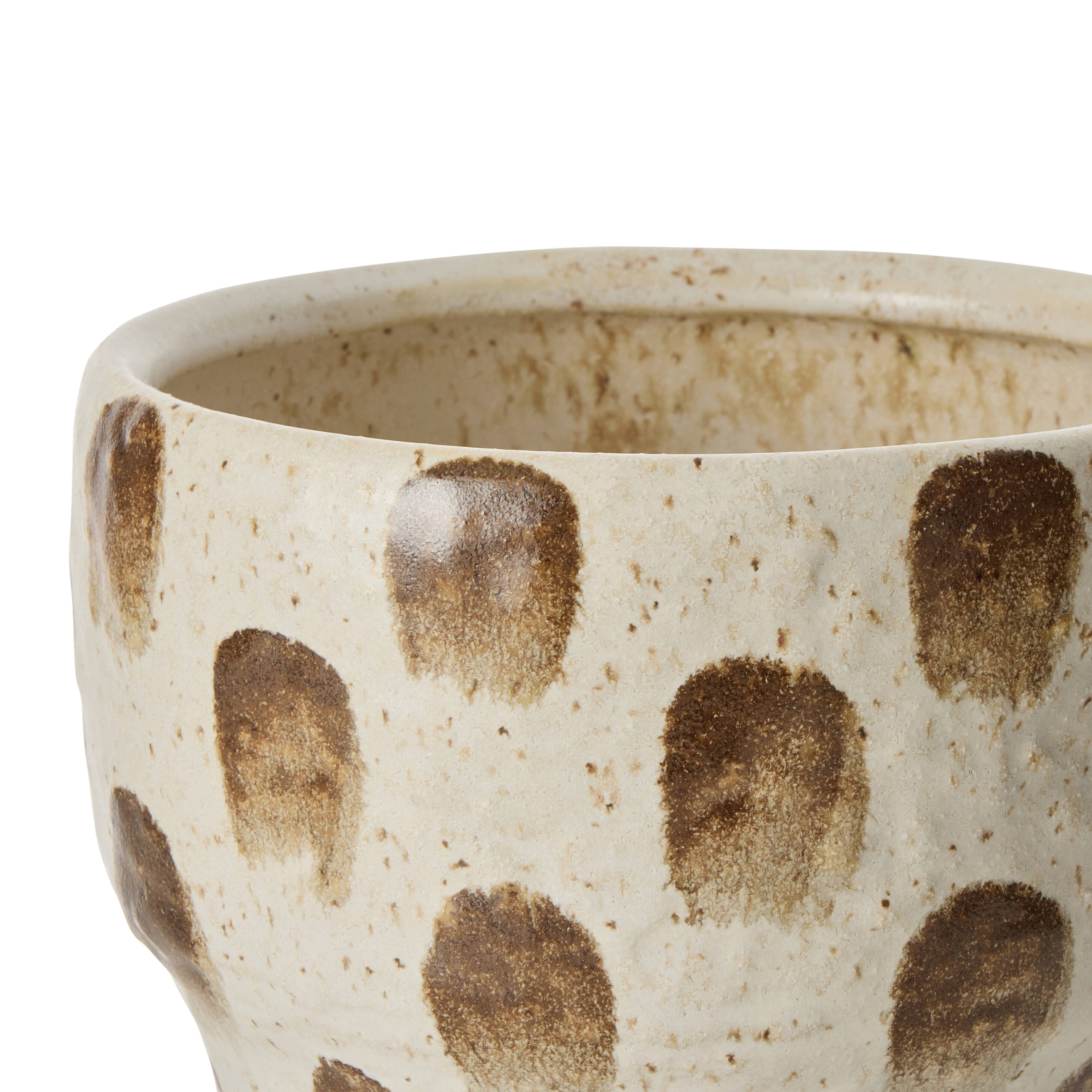 Amalfi Soren Dab Vase White & Brown