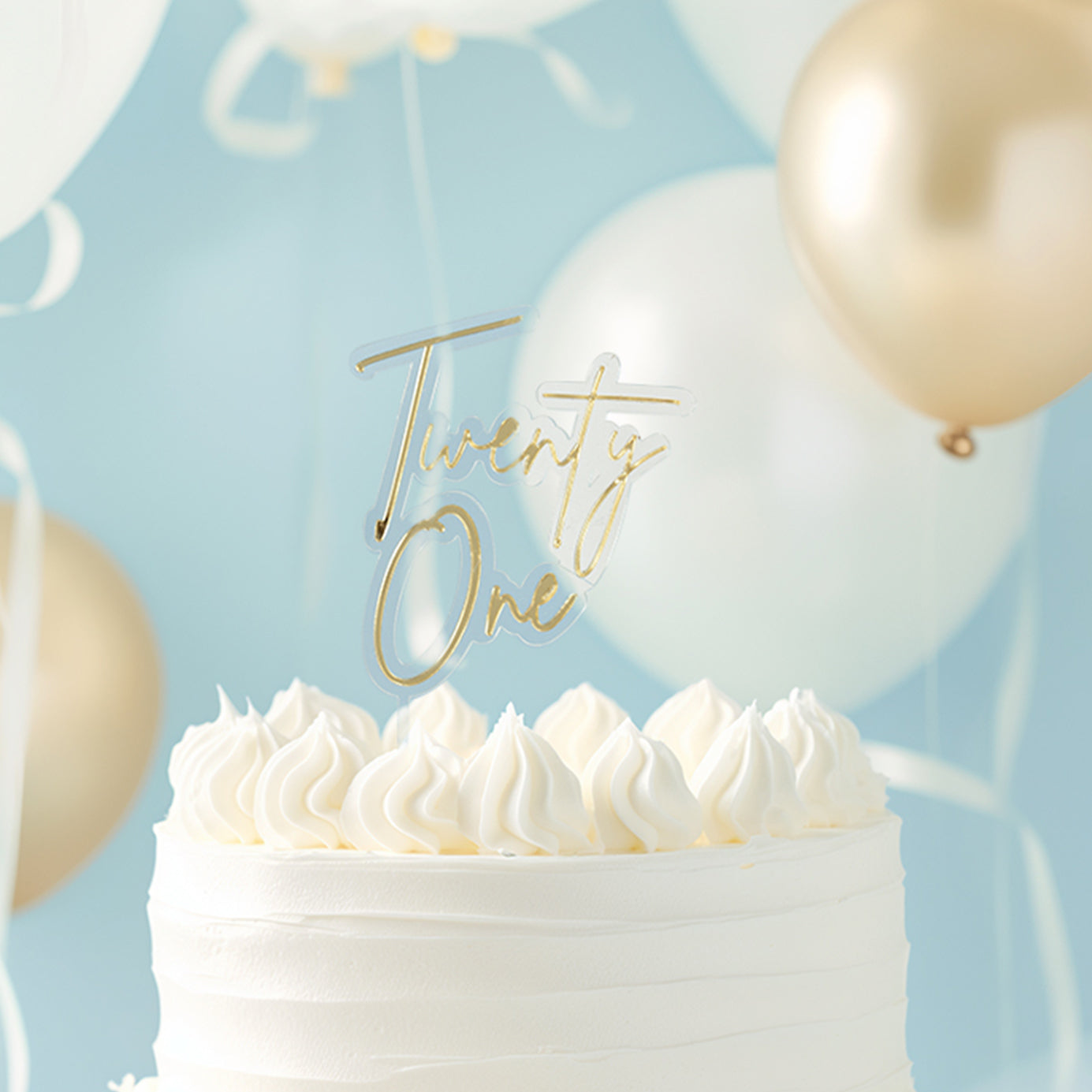 Cake & Candle Layered Cake Topper 21 Gold & Clear