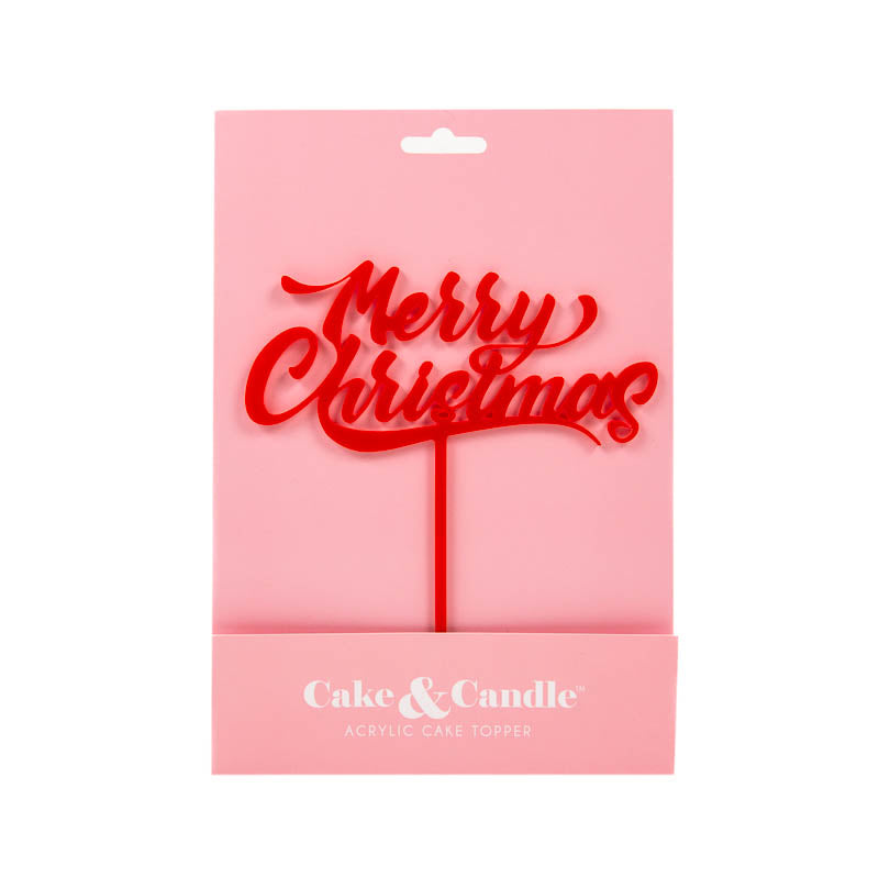 Cake & Candle Merry Christmas Cake Topper