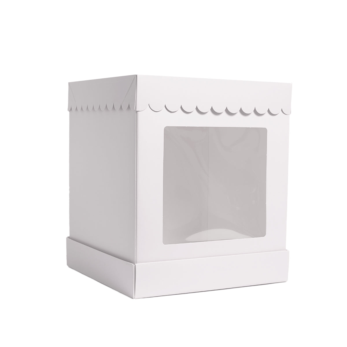 Papyrus Tall Scalloped Cake Box White 10 x 10 x 12in