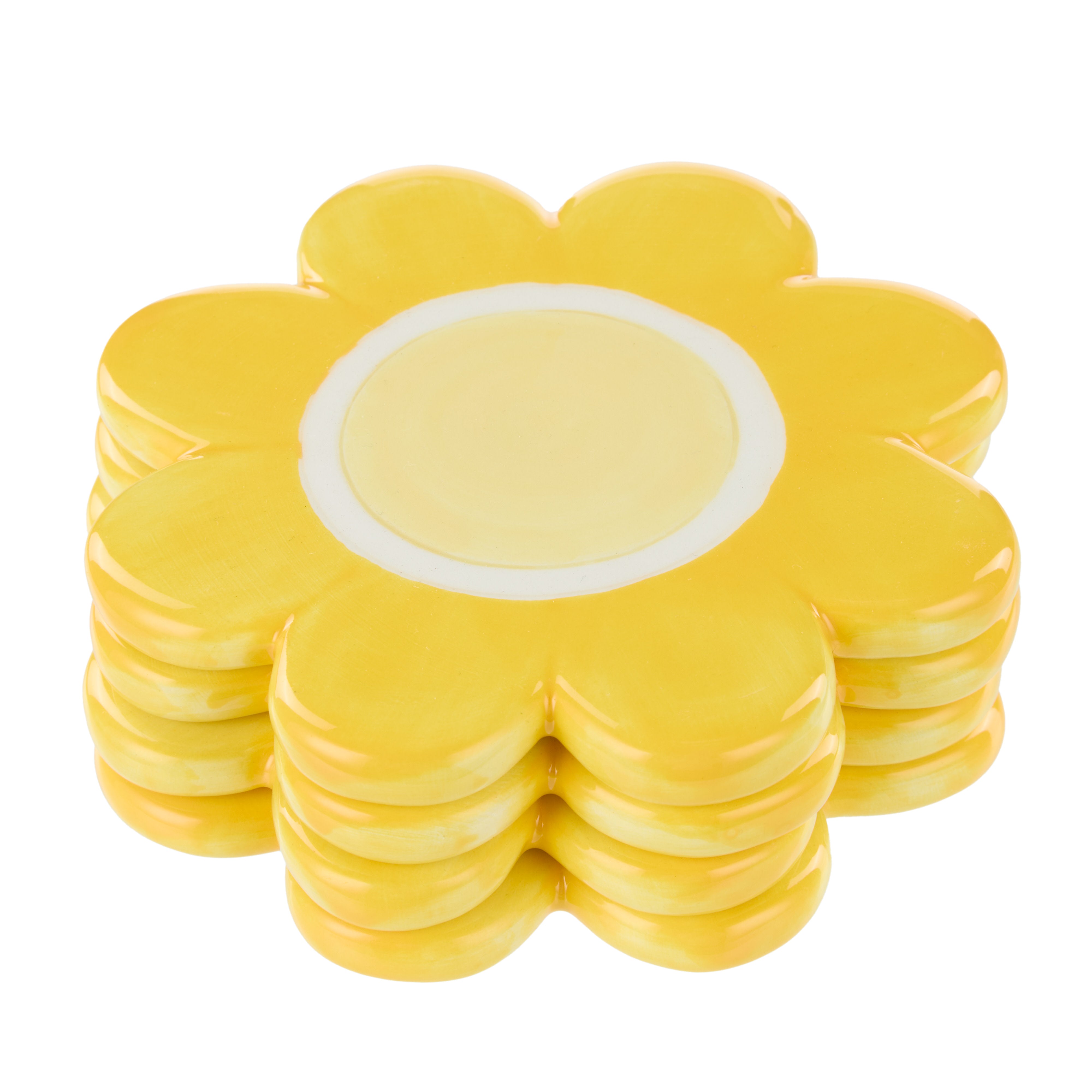 Emporium Posey Flower Coasters 4 Piece Set Yellow