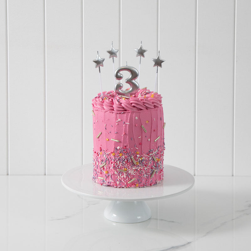 Cake & Candle Star Candle Picks Silver 4 Pack