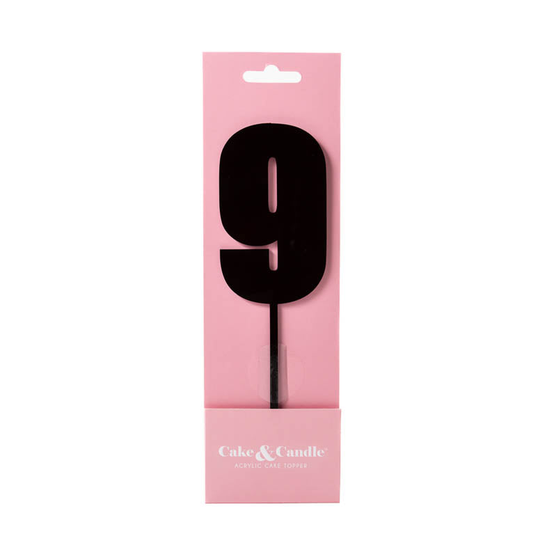 Cake & Candle Mega Number 9 Cake Topper Black