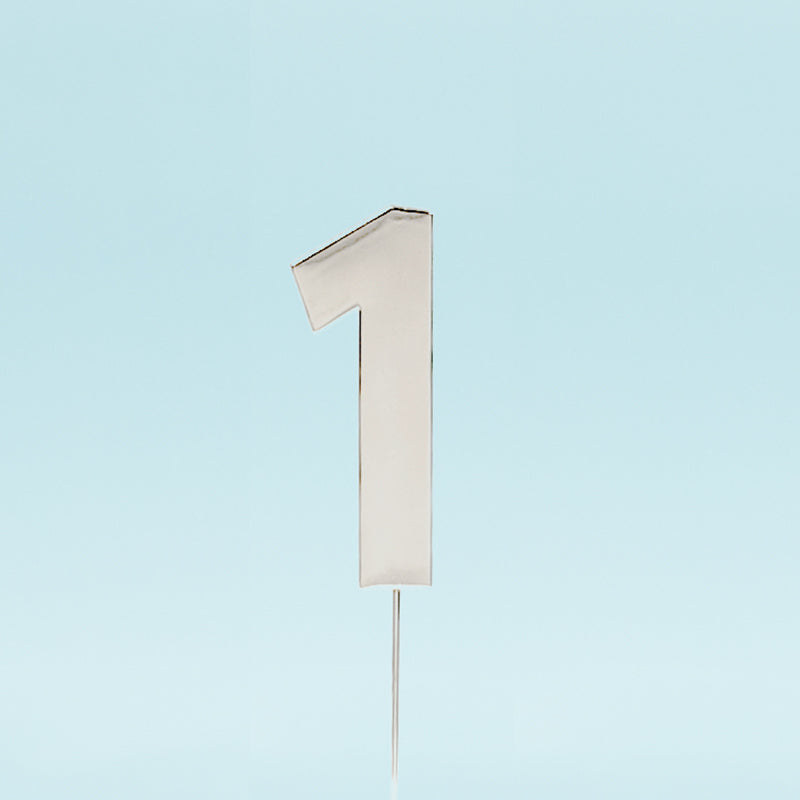 Cake & Candle Bold Cake Topper Number 1 Silver