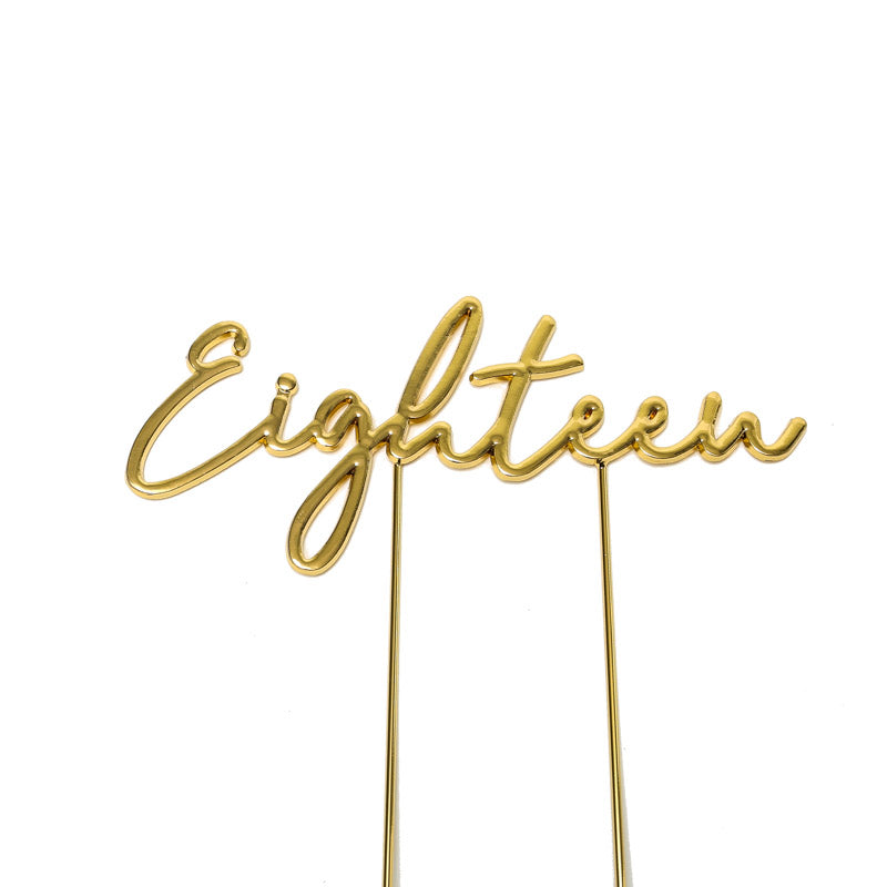 Cake & Candle Plated Cake Topper 18 Gold