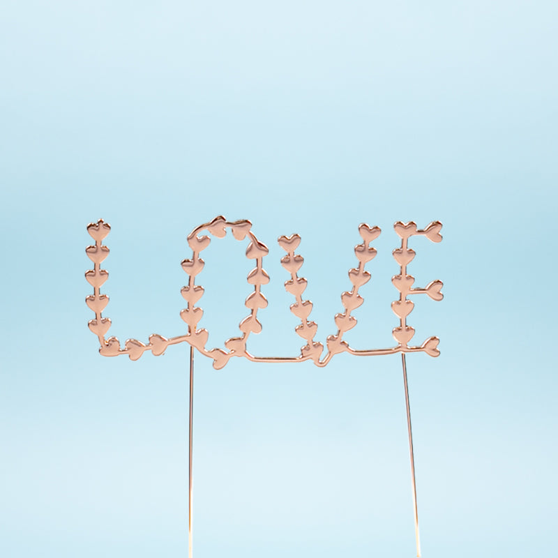 Cake & Candle Metal Cake Topper Love Rose Gold